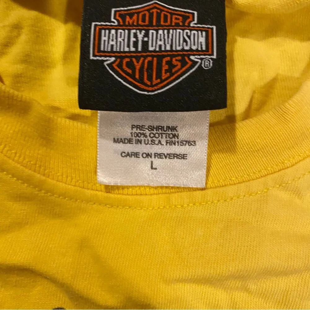 Harley Davidson Shirt Men’s Large Yellow Tee Short Sleeve Cruisin the Coast 2003